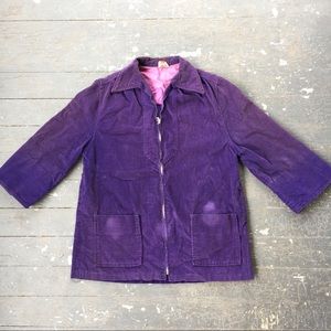 40s 50s Vintage Purple Zip Up Corduroy Shirt